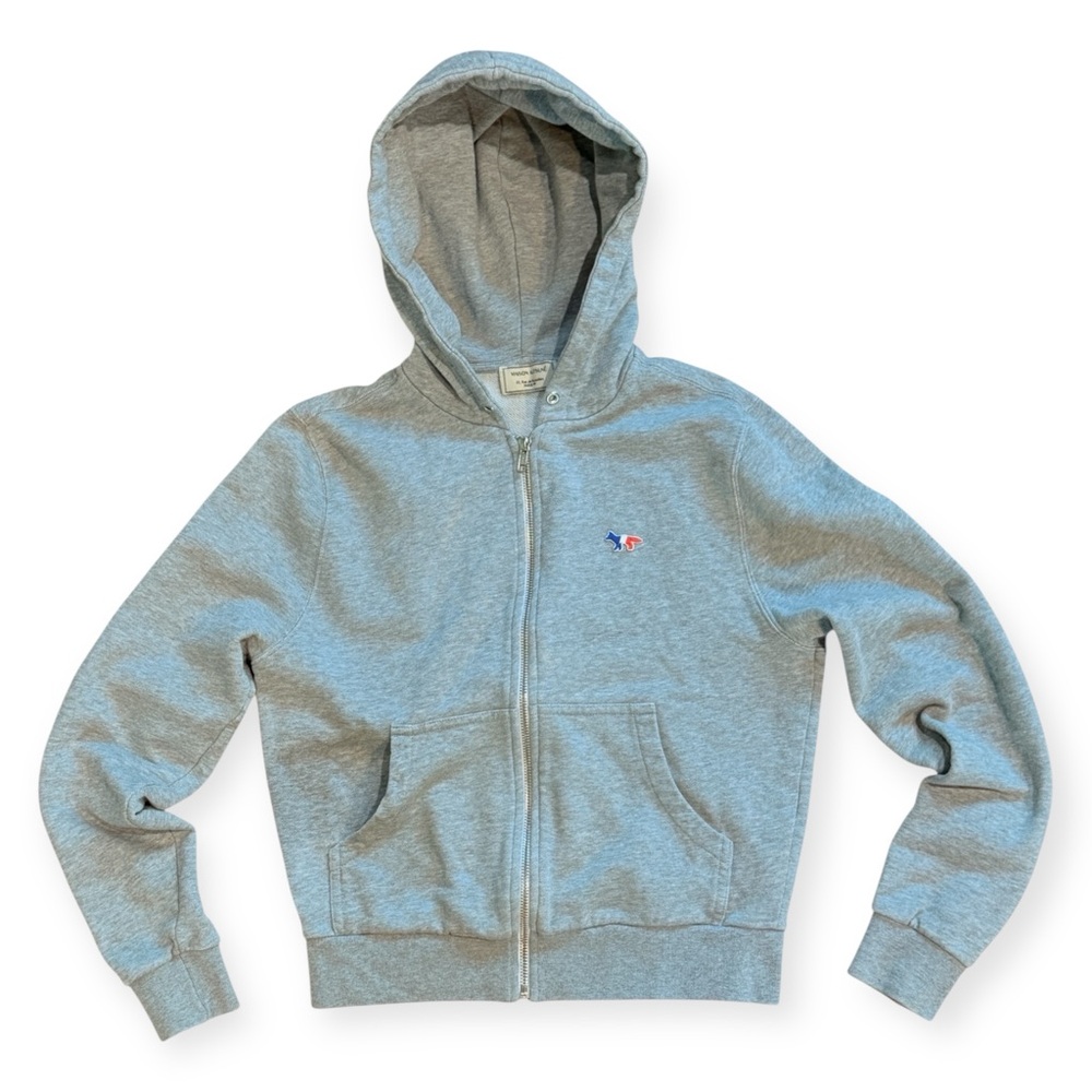 MAISON KITSUNÉ Tricolor Fox Patch Zip Hoodie Sweater